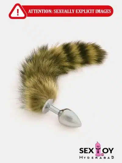 Sly Sensation: Fox Tail Brown Plated Metal Anal Butt Plug