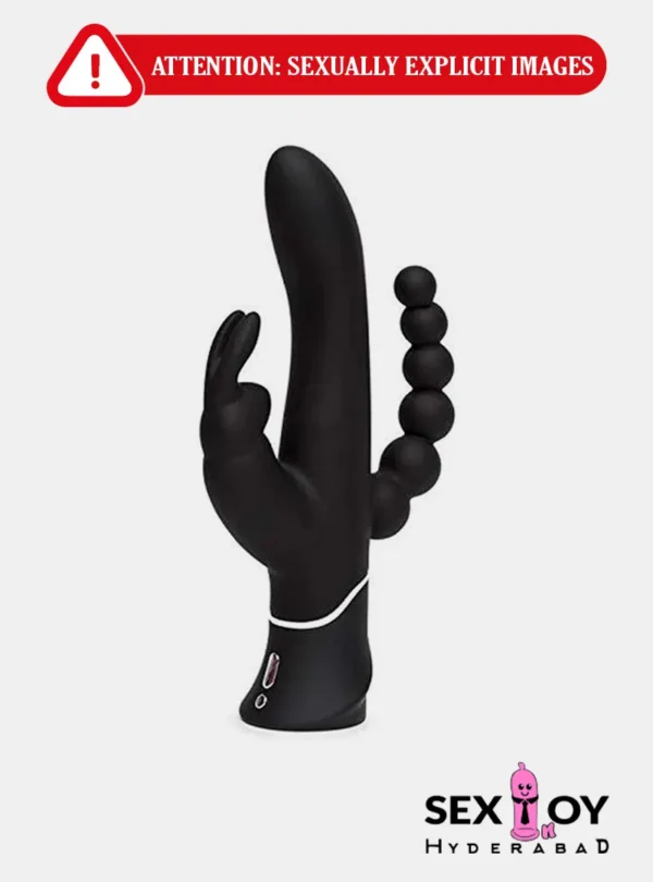 Rabbit Triple Curve Rabbit Vibrator in black, showcasing its sleek design and multiple features.