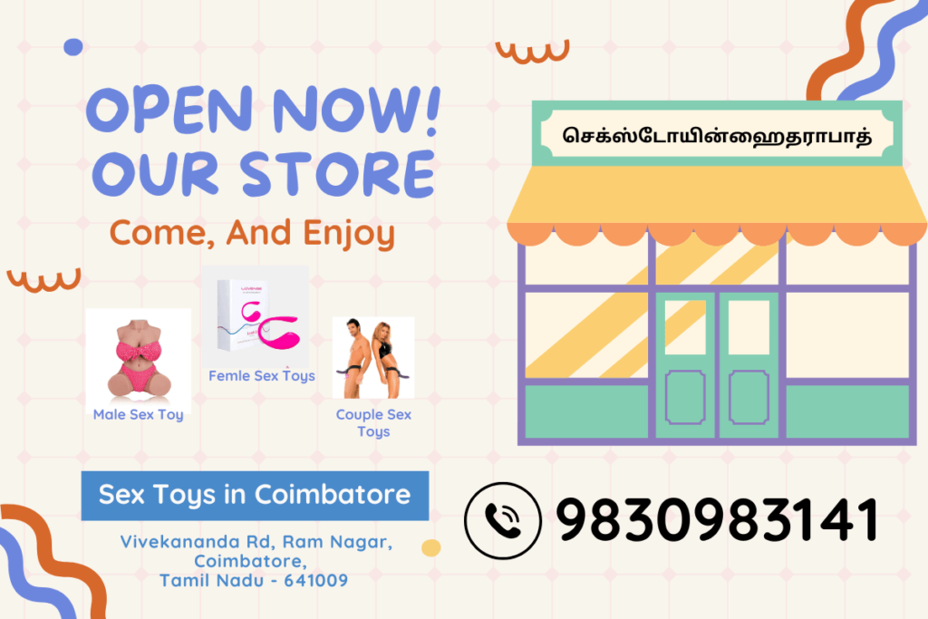 Storefront of a shop with address details – Sex Toys in Coimbatore.